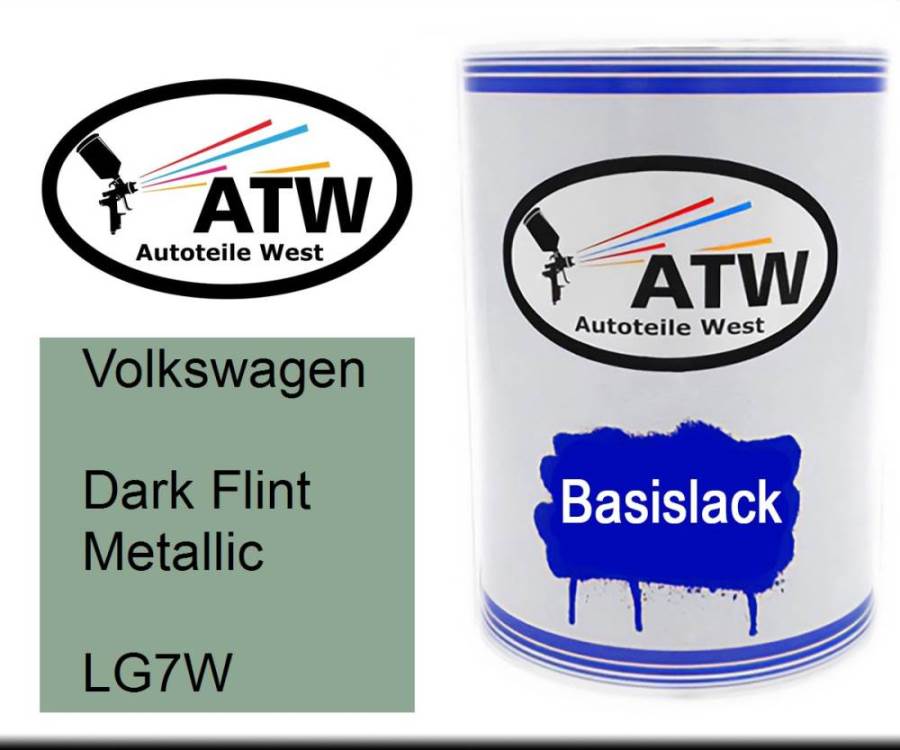 Volkswagen, Dark Flint Metallic, LG7W: 500ml Lackdose, von ATW Autoteile West.